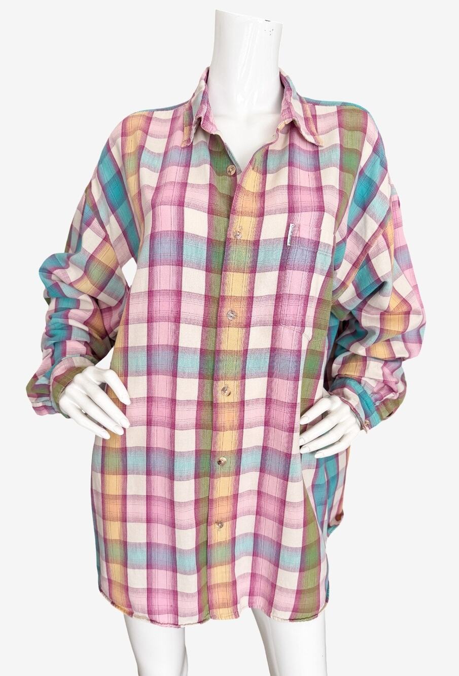 SOLD* Citron Vintage 90s Plaid Cotton Shirt Button Up Boho Artsy Grunge